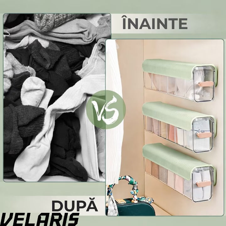 Cutie de Depozitare Montata pe Perete cu 6 separatoare, organizator Spatios si Stilat pentru lenejerie, Accesorii si produse de bucatarie