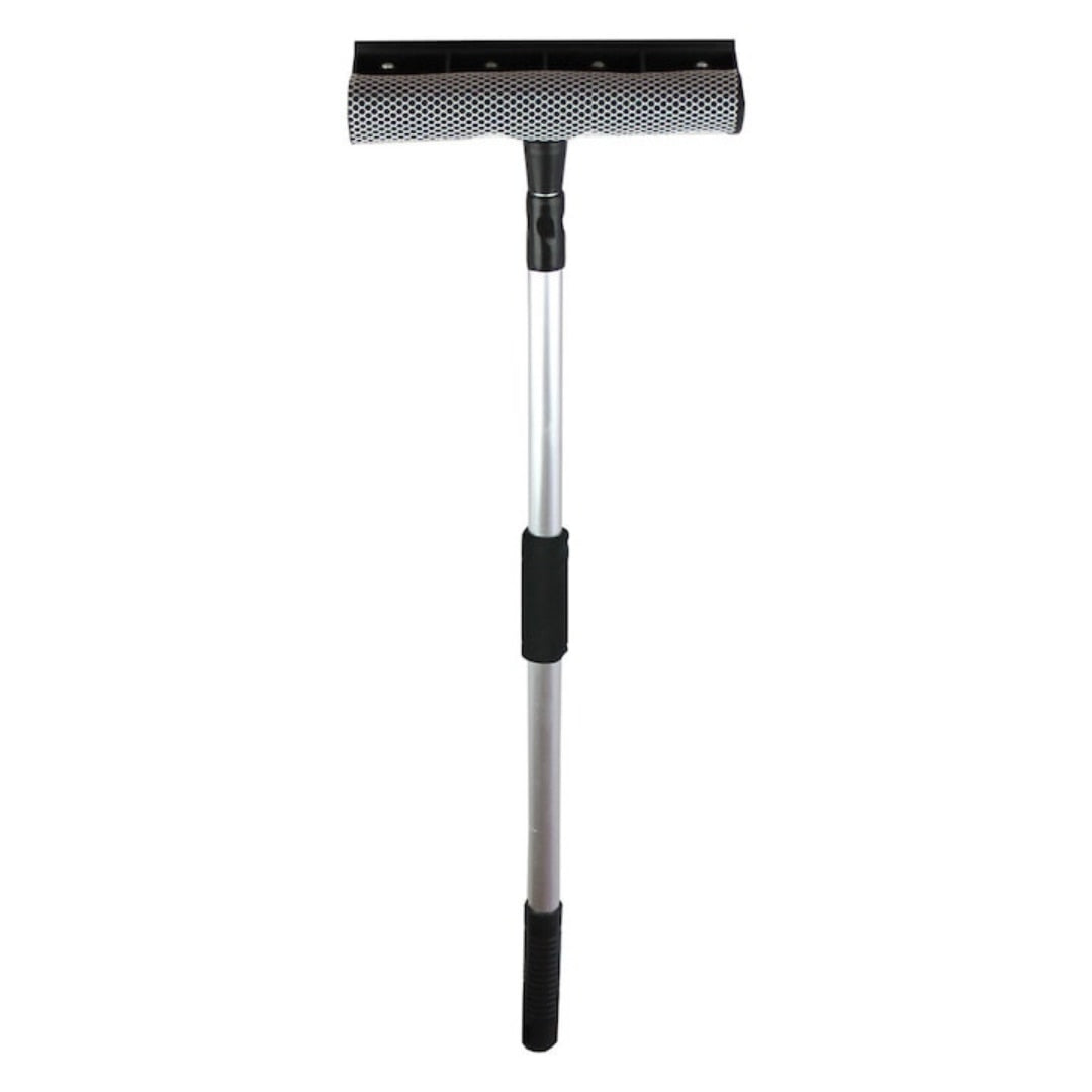 Perie pentru Spalat Geamuri cu Manere Extensibile Telescopice din Aluminiu, 120 cm, 2 in 1, Stergator pentru Geamuri