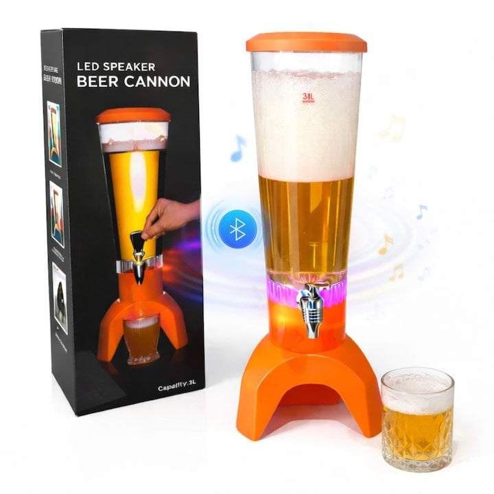 Decanter 3 litri din sticlă cu LED decorativ și difuzor Bluetooth, negru
