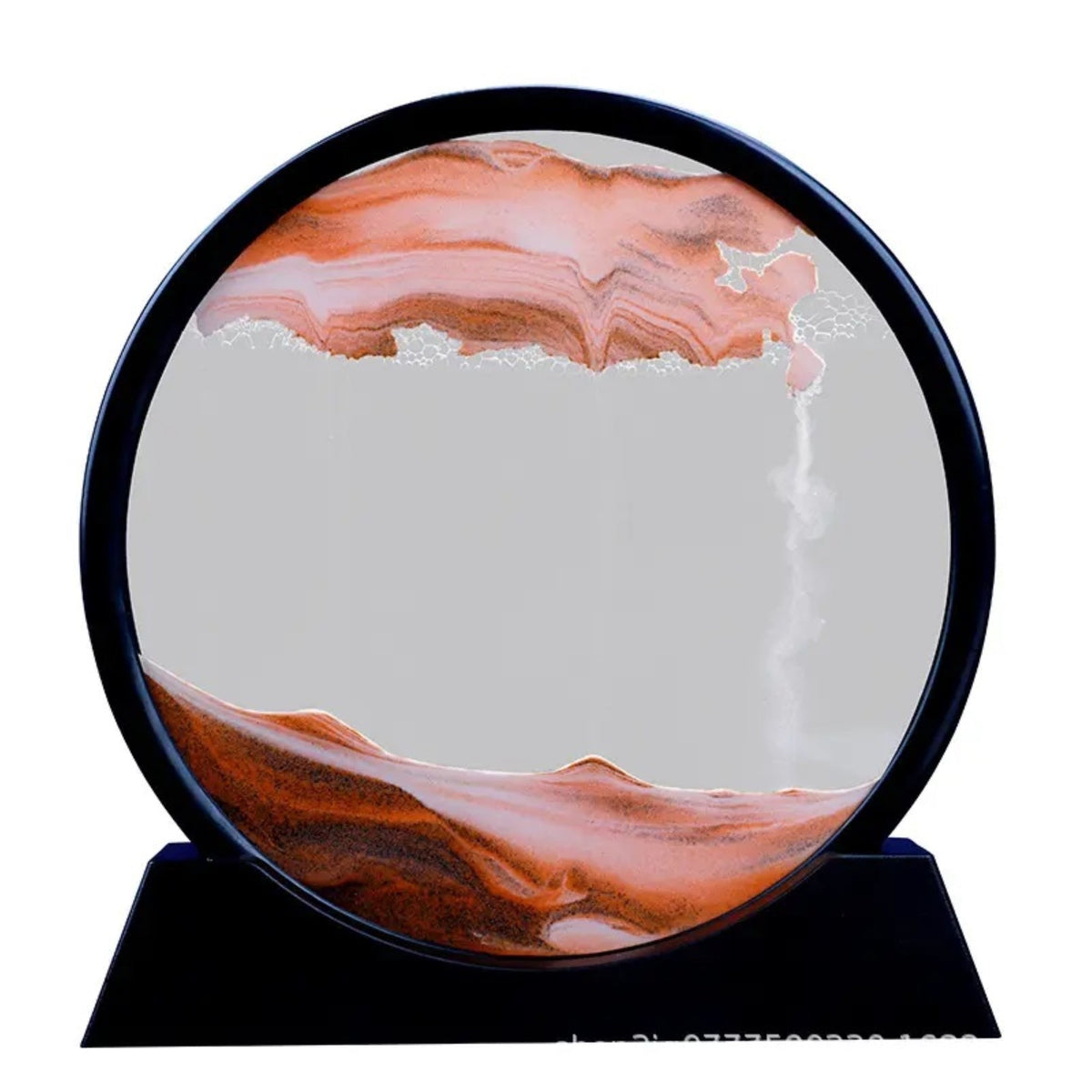 Obiect decorativ cu efect 3D de nisip, bază rotativă 360°, sticlă și plastic, 18x19 cm, roșu
