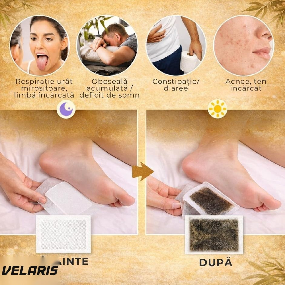 Plasturi detoxifianți cu ghimbir, 10 buc, pentru picioare