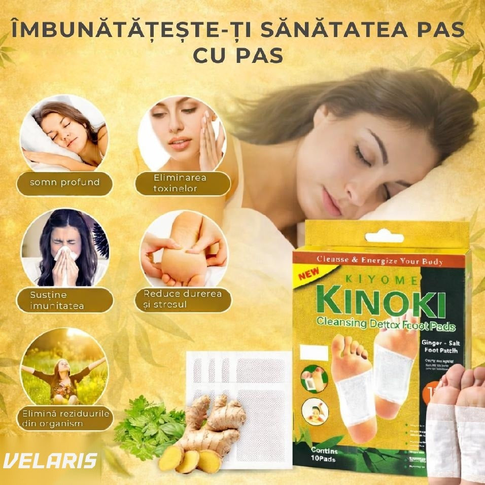 Plasturi detoxifianți cu ghimbir, 10 buc, pentru picioare
