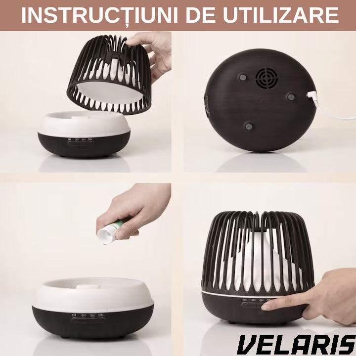 Difuzor Aromaterapie/Umidificator cu Lampa 7 Culori, 500 ml, Culoare Negru