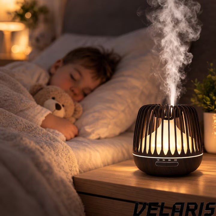 Difuzor Aromaterapie/Umidificator cu Lampa 7 Culori, 500 ml, Culoare Negru