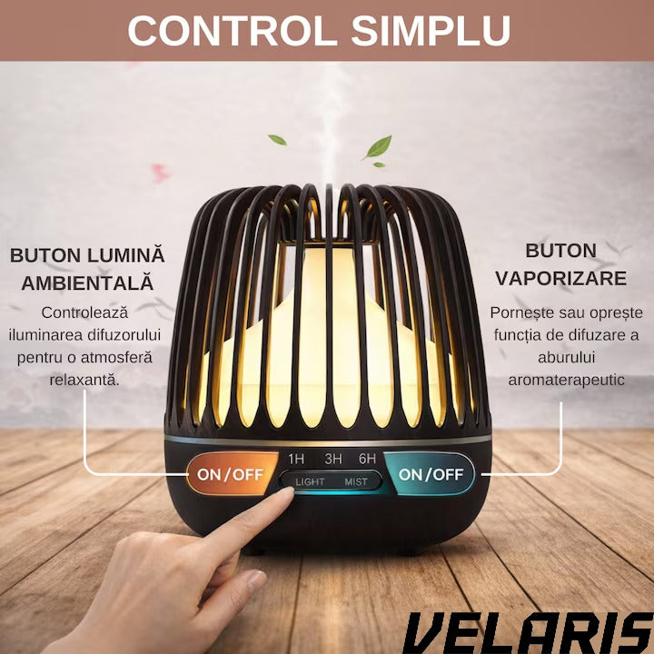 Difuzor Aromaterapie/Umidificator cu Lampa 7 Culori, 500 ml, Culoare Negru