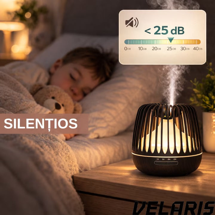 Difuzor Aromaterapie/Umidificator cu Lampa 7 Culori, 500 ml, Culoare Negru