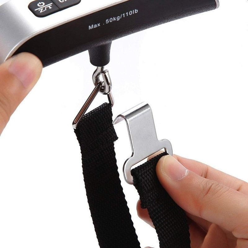 Cântar digital pentru bagaje, 50 kg, cu termometru, Argintiu