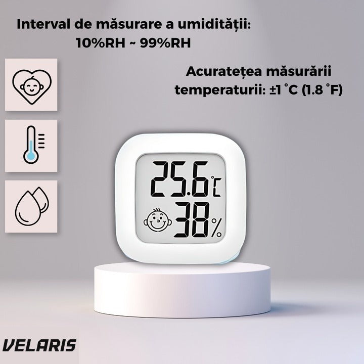 Termometru și higrometru digital cu afișaj LCD, indicator confort, baterie inclusă
