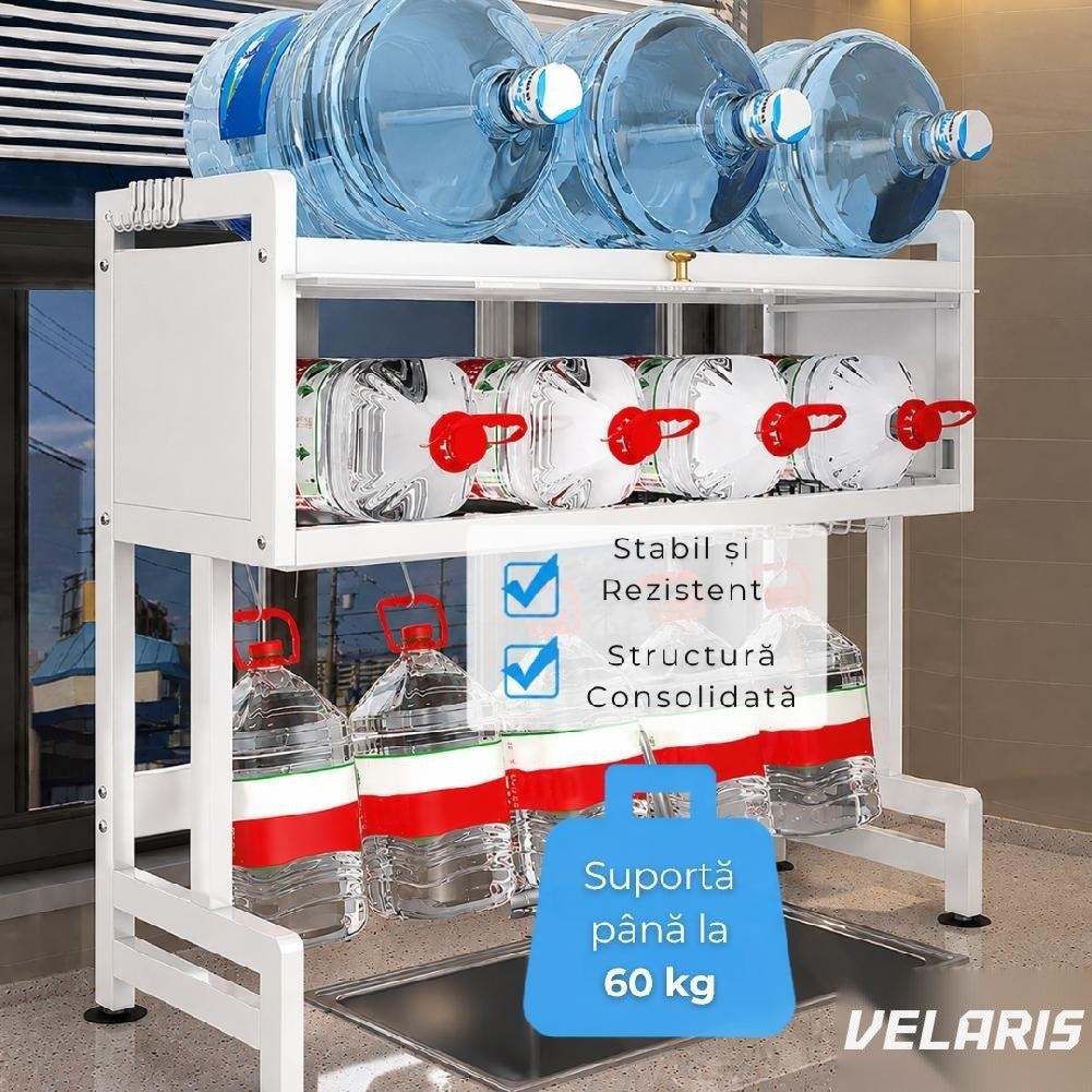 Raft uscare vase deasupra chiuvetei 105 cm, alb, oțel inoxidabil, 3 niveluri