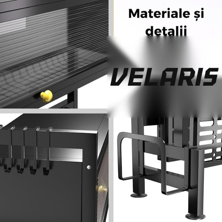 Uscător vase deasupra chiuvetei, 3 niveluri, oțel inoxidabil, negru, 95 cm