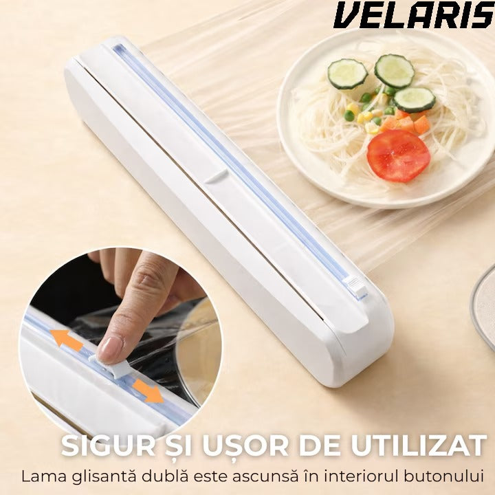 Dispenser folie alimentara, 37cm, 12 ventuze antialunecare, alb