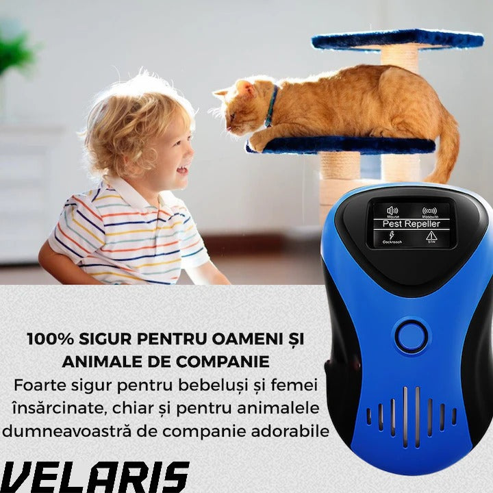 Dispozitiv Anti-Daunatori cu Ultrasunete, Afisaj LED, 10-70kHz, 3W, Non-Toxic, Protectie Rozatoare, 100% Sigur pentru Animale