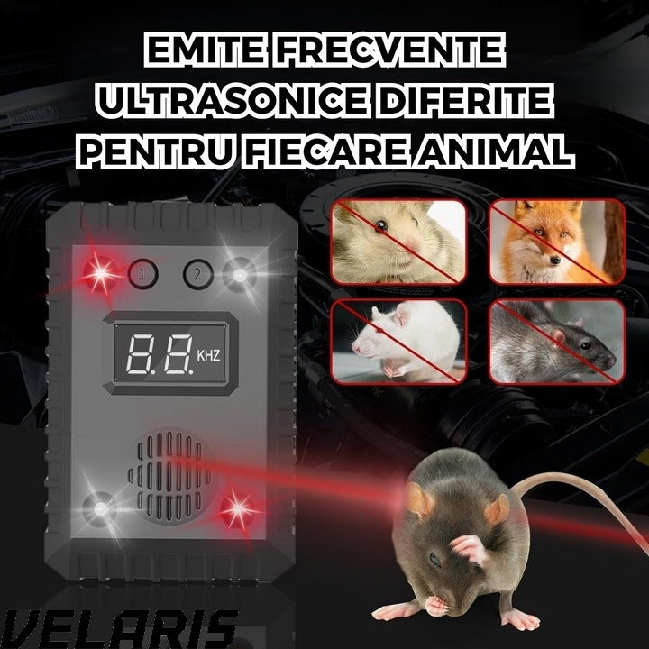 Dispozitiv Antirozatoare Ultrasonic SJZ-021, 9-65kHz, cu LED si Display, Alimentare 5-24V, Functioneaza cu Baterii sau Auto