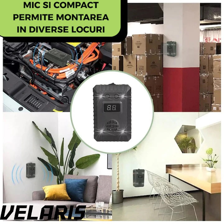 Dispozitiv Antirozatoare Ultrasonic SJZ-021, 9-65kHz, cu LED si Display, Alimentare 5-24V, Functioneaza cu Baterii sau Auto
