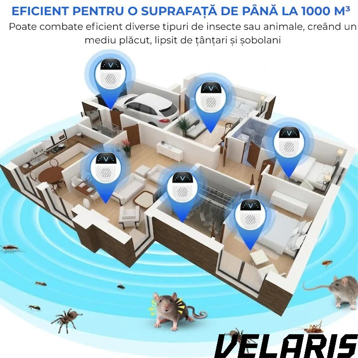 Dispozitiv/Repelent Ultrasunete Anti Rozatoare Insecte 220V Priza, Interior, Soareci, Gandaci, Tantari, Alb