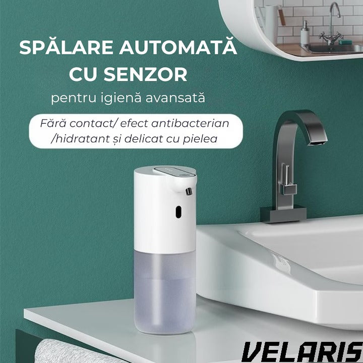Dozator automat sapun spuma cu senzor infrarosu 4 niveluri volum spuma reincarcabil USB-C 400 ml IPX5