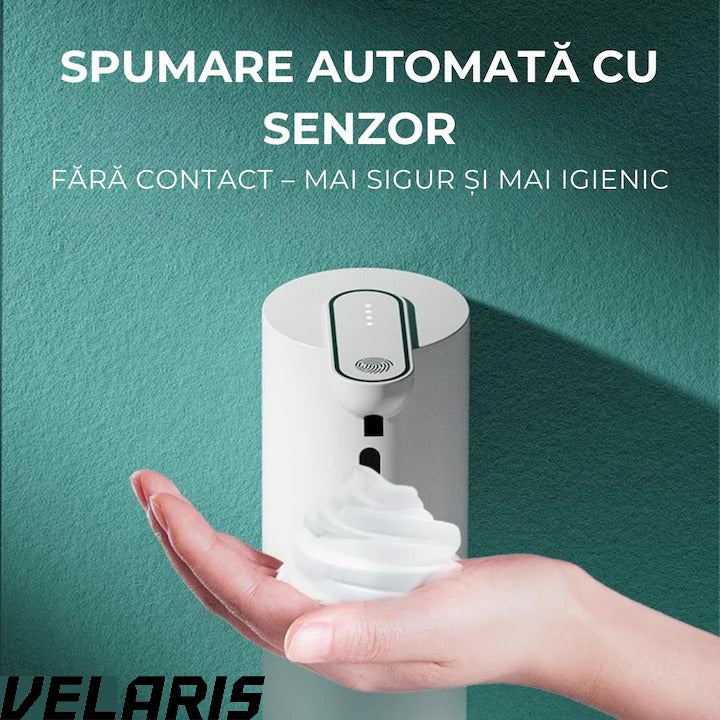 Dozator automat sapun spuma cu senzor infrarosu 4 niveluri volum spuma reincarcabil USB-C 400 ml IPX5