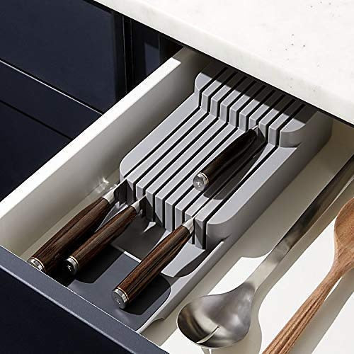 Suport organizator pentru cuțite în sertar, design ergonomic, material durabil