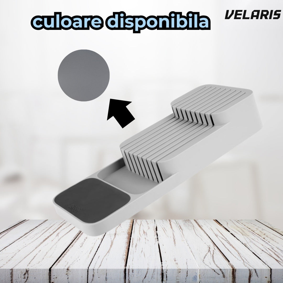 Suport organizator pentru cuțite în sertar, design ergonomic, material durabil