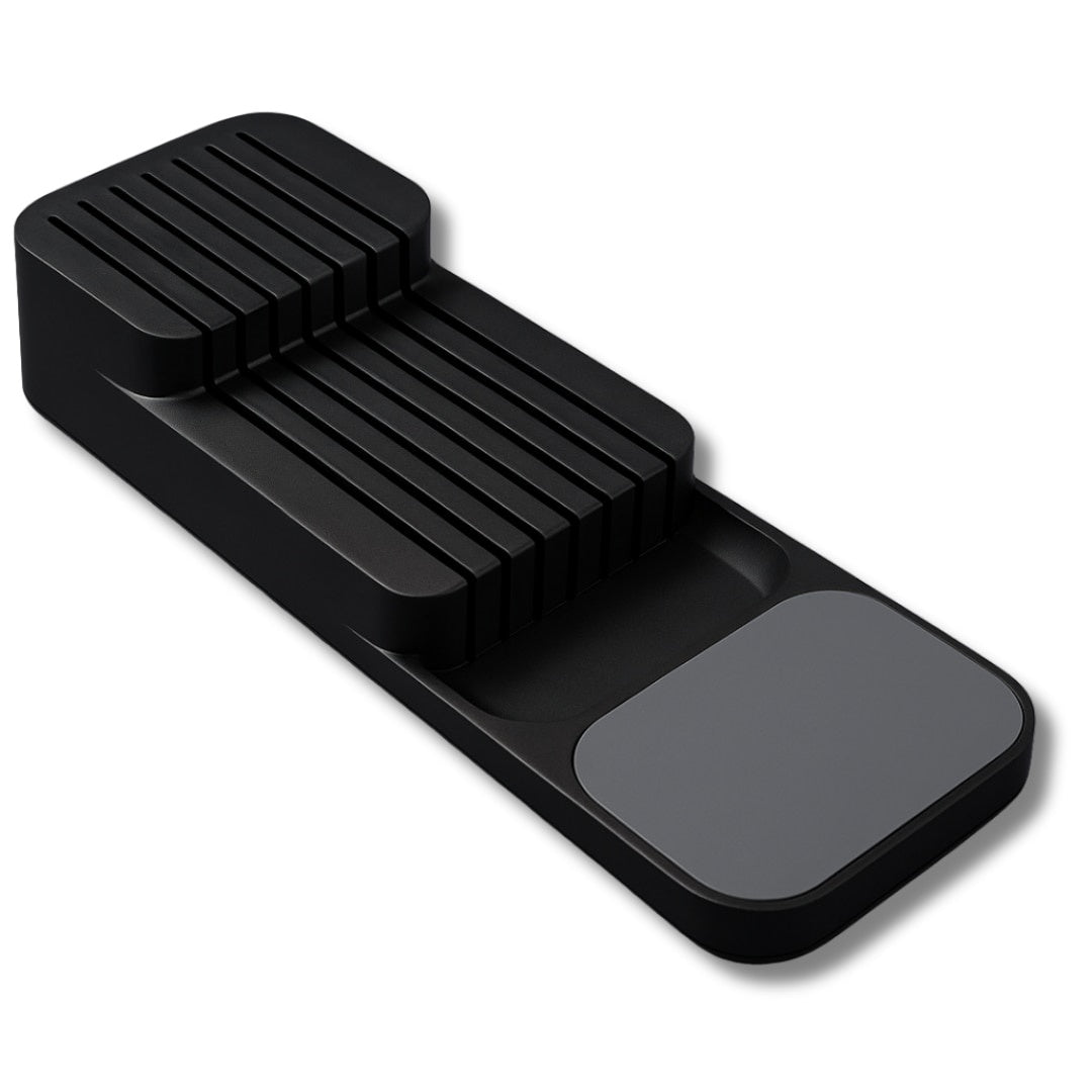 Suport cuțite fiset, organizare compactă, material durabil, design ergonomic, negru
