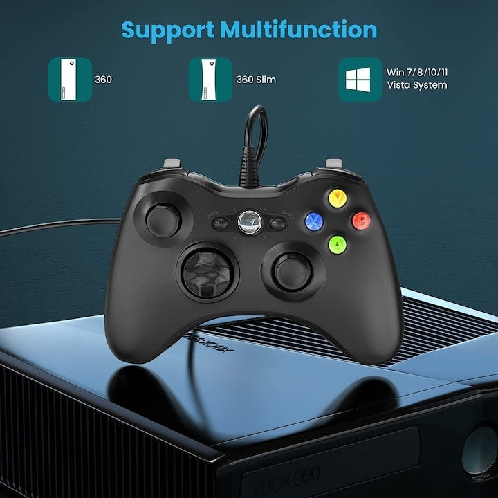 Controller Dual Shock pentru PC și Xbox 360, stick analogic, vibrații realiste, 2,5 m USB
