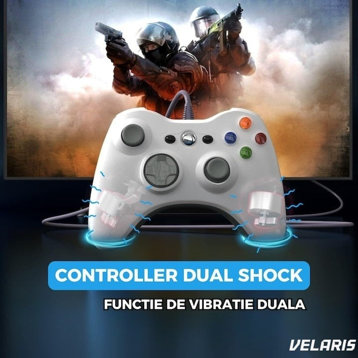 Gamepad Dual Shock PC Xbox 360, 2 analogi, vibratii, 2.5 m USB