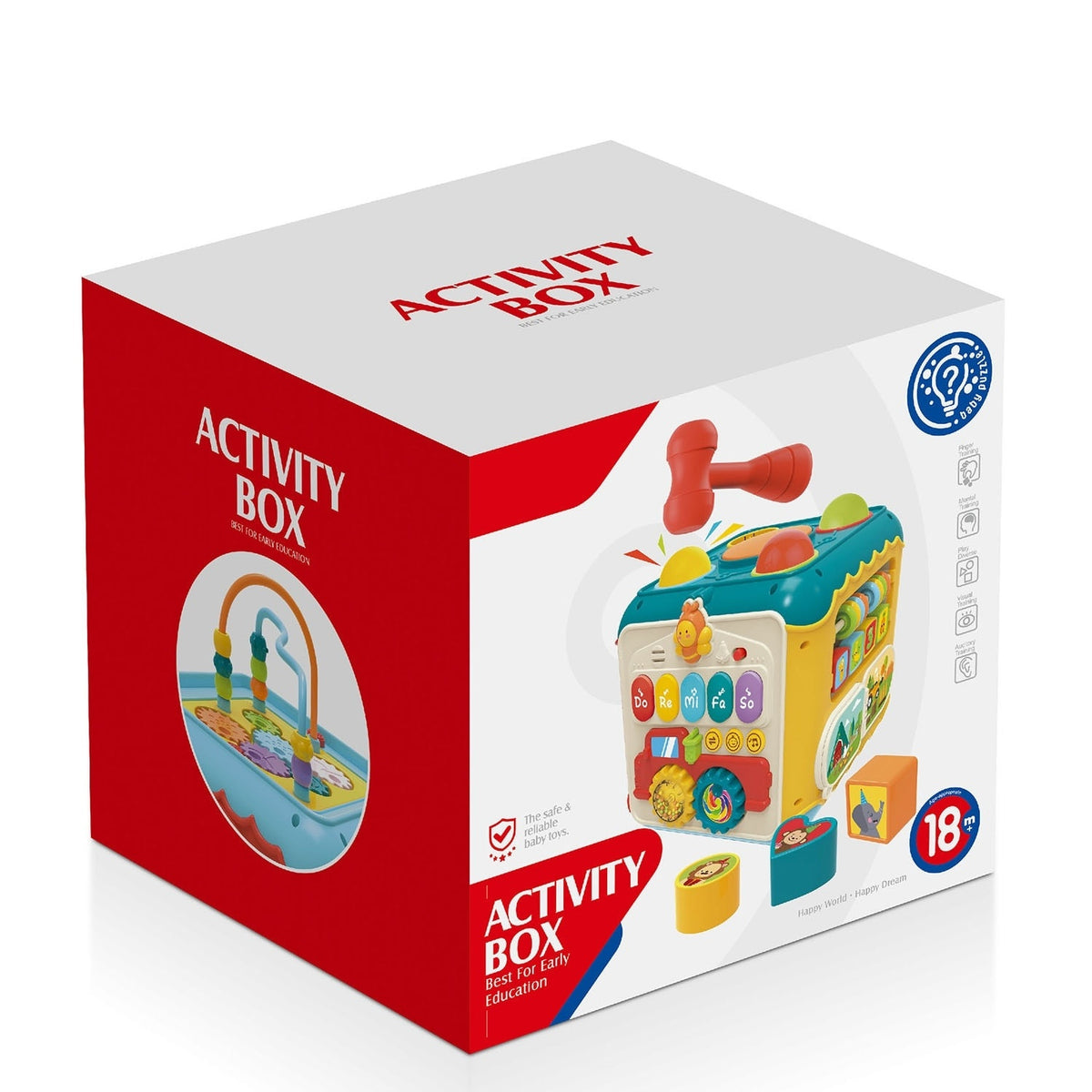 Cub educativ 6 în 1 cu pian, labirint, ceas și jocuri interactive