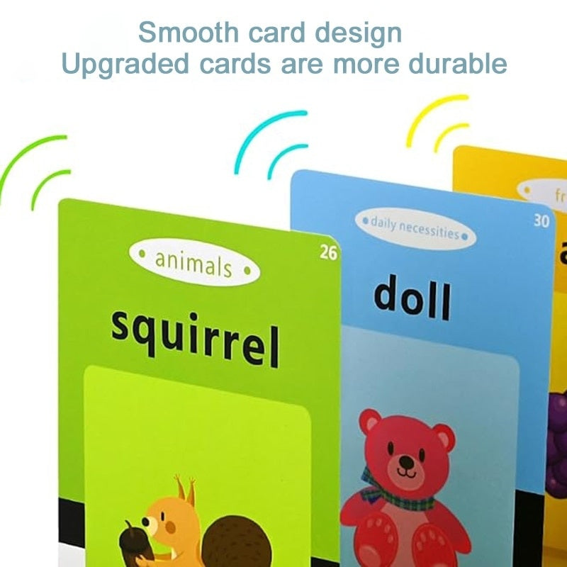 Dispozitiv de învățare Montessori cu cititor flash carduri engleza 112 carduri 224 cuvinte roz