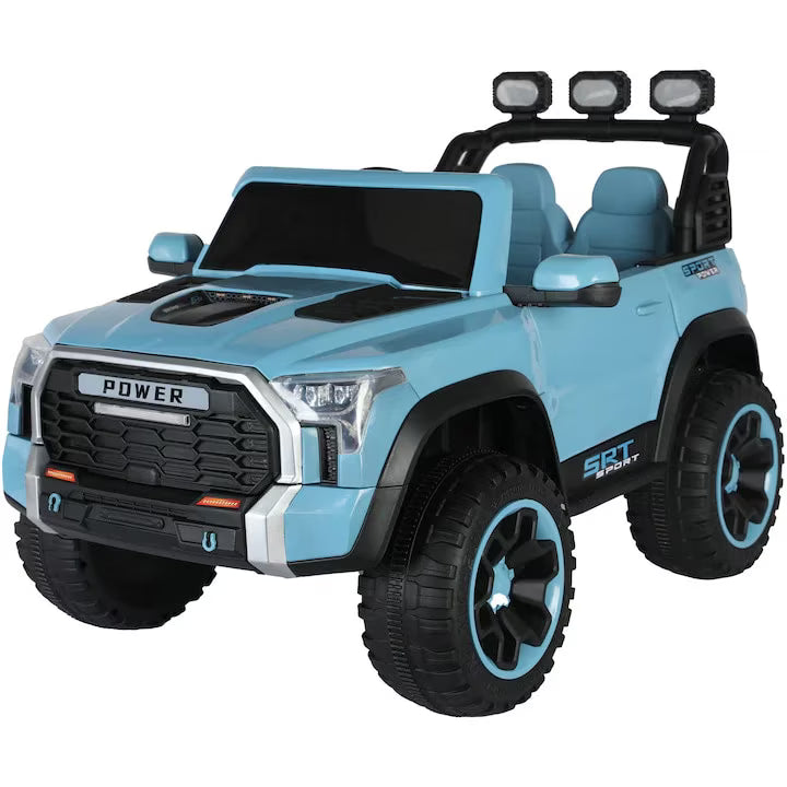 Maşinuţă electrică 4x4 pentru copii 12V 7Ah, roţi EVA, LED, scaun din piele, albastru