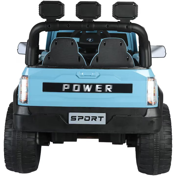 Maşinuţă electrică 4x4 pentru copii 12V 7Ah, roţi EVA, LED, scaun din piele, albastru