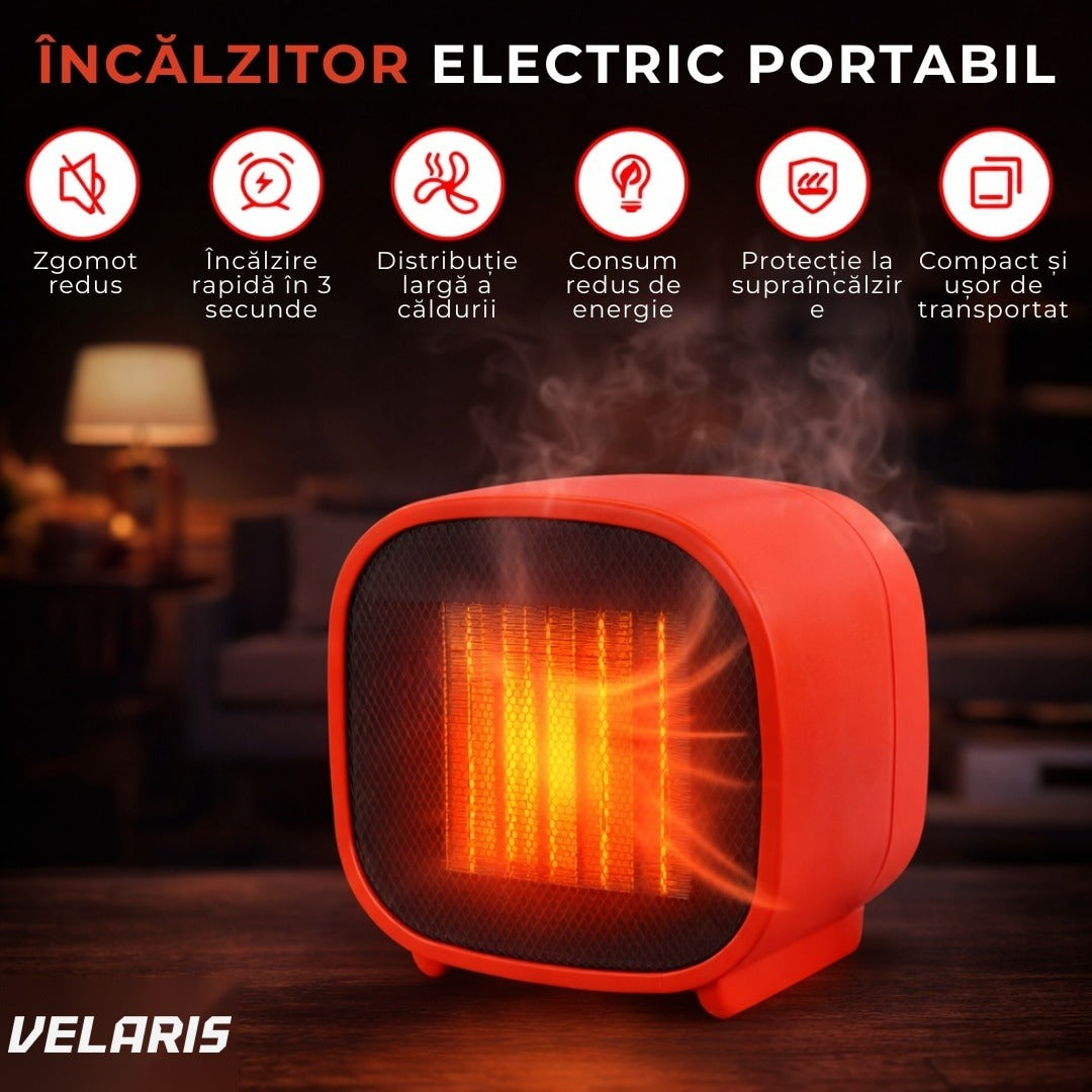 Aeroterma electrică 3kW cu termostat, încălzitor PTC ceramic cu ventilator