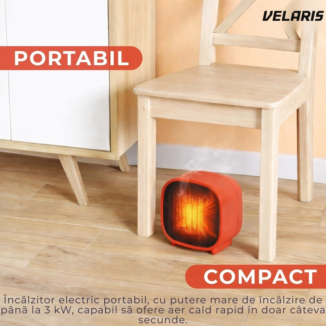 Aeroterma electrică 3kW cu termostat, încălzitor PTC ceramic cu ventilator