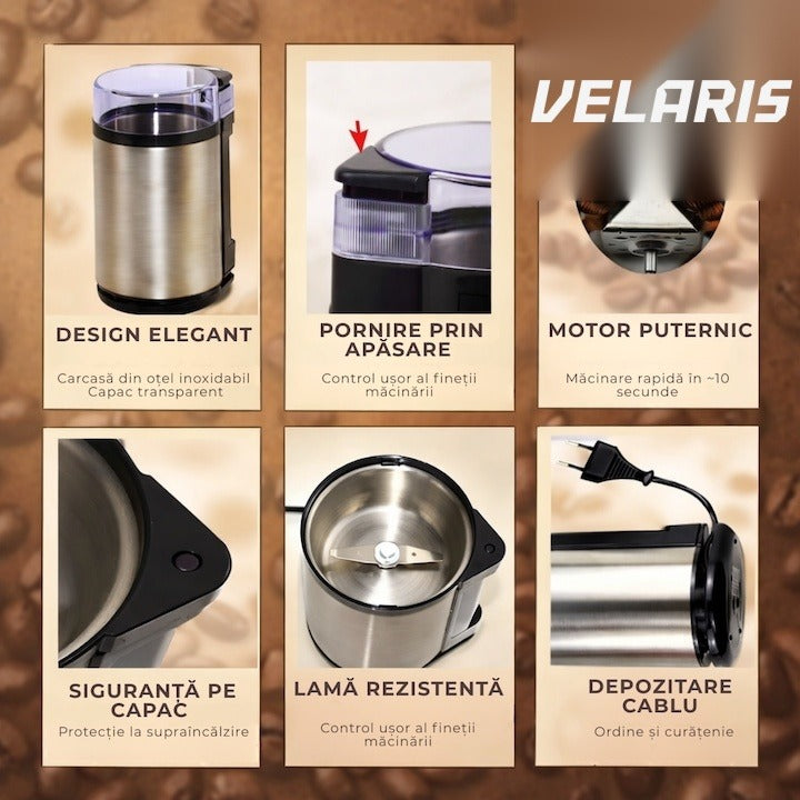 Rasnita electrica cafea 180W, lamele inox, capacitate 75g, macinare rapida uniforma
