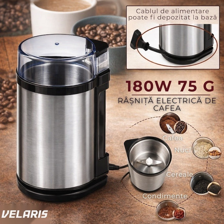 Rasnita electrica cafea 180W, lamele inox, capacitate 75g, macinare rapida uniforma