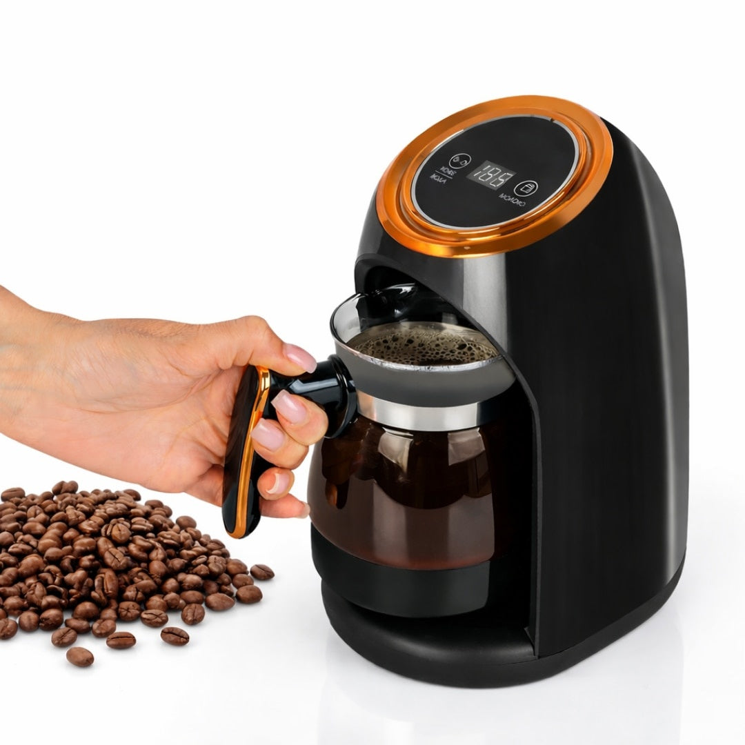 Aparat cafea turcească electric 600W 0,3L, display LCD, negru/auriu, multifuncțional