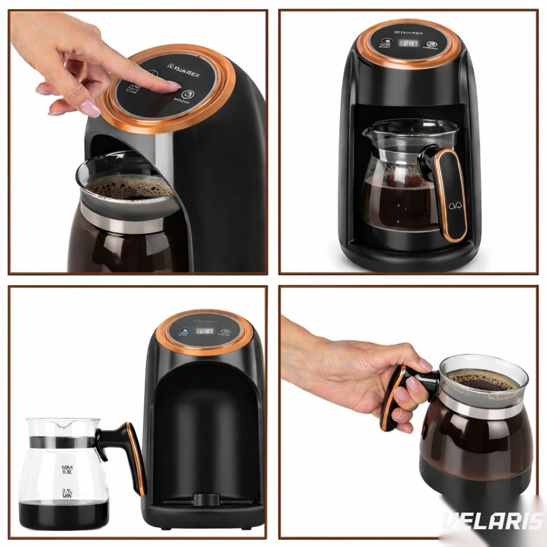 Aparat cafea turcească electric 600W 0,3L, display LCD, negru/auriu, multifuncțional