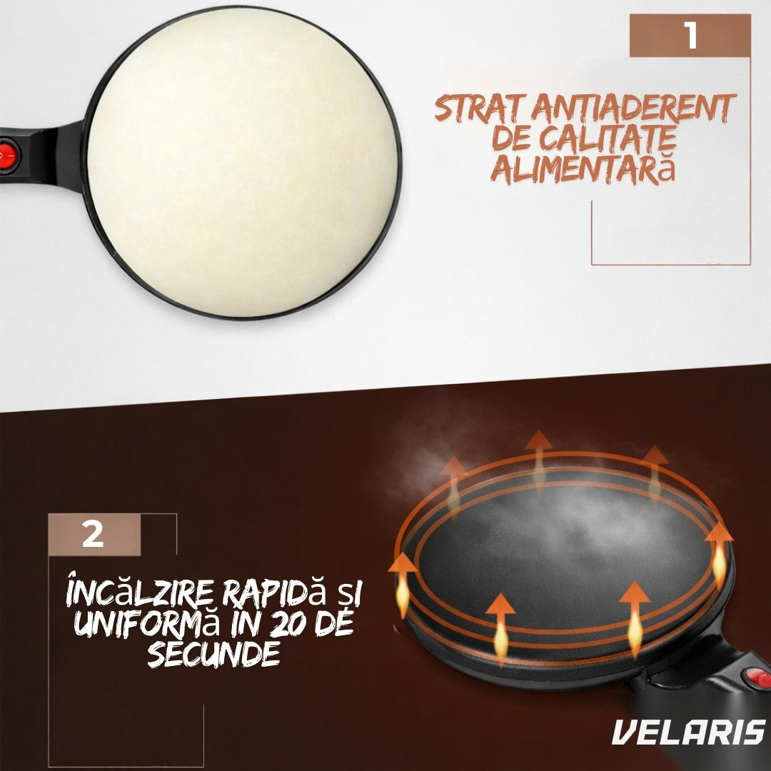 Aparat clatite electric 600W non-stick, 20 cm, termostat automat, mâner ergonomic