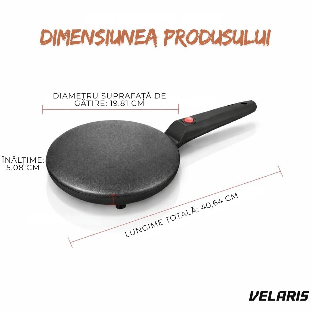 Aparat clatite electric 600W non-stick, 20 cm, termostat automat, mâner ergonomic