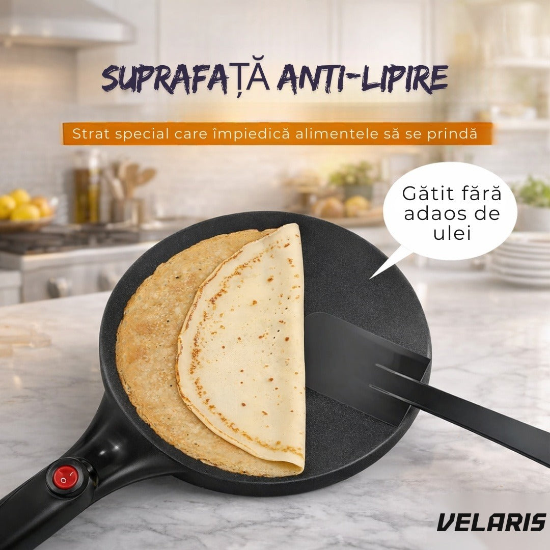 Aparat clatite electric 600W non-stick, 20 cm, termostat automat, mâner ergonomic