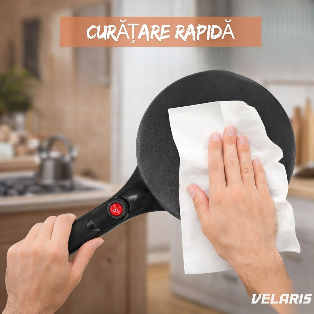 Aparat clatite electric 600W non-stick, 20 cm, termostat automat, mâner ergonomic