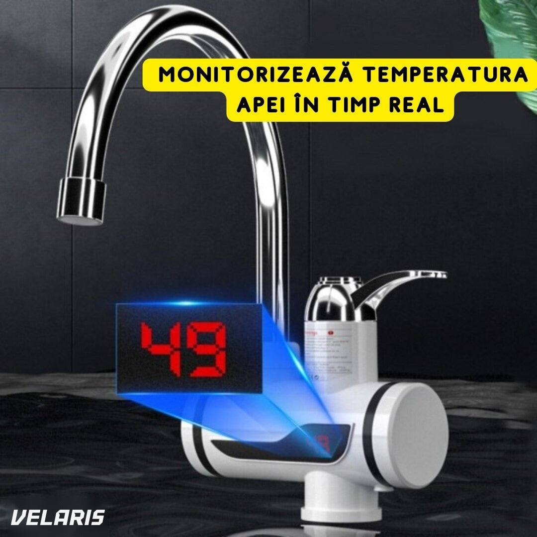 Robinet electric RX-00701, LED, apă caldă instantanee, filtru apă, montare pe robinet, alb