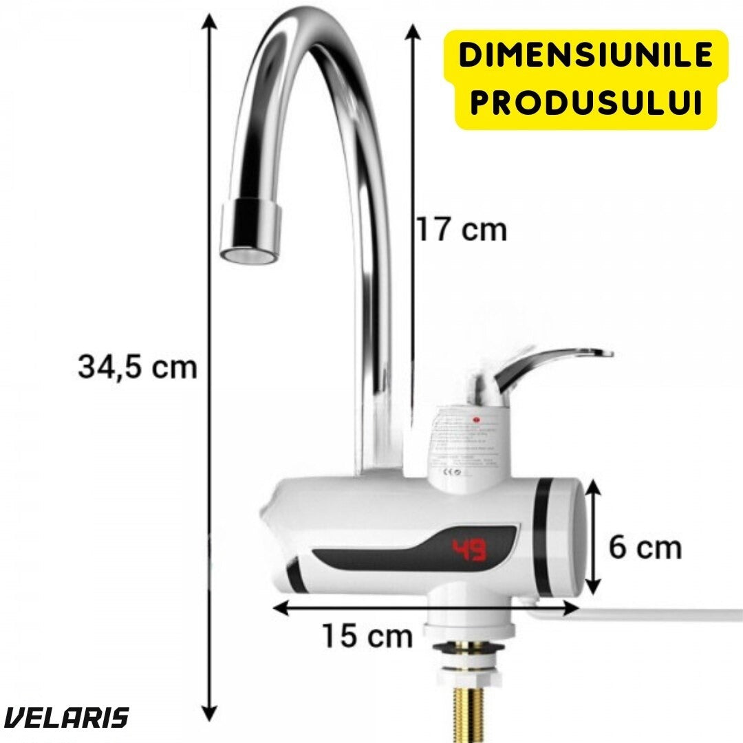 Robinet electric RX-00701, LED, apă caldă instantanee, filtru apă, montare pe robinet, alb