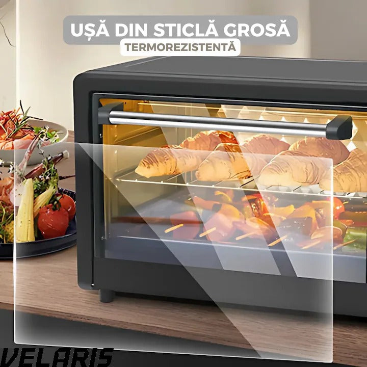 Cuptor electric 48L, 2600W, temperatură reglabilă până la 250°C, 4 moduri de încălzire, funcție rotiserie
