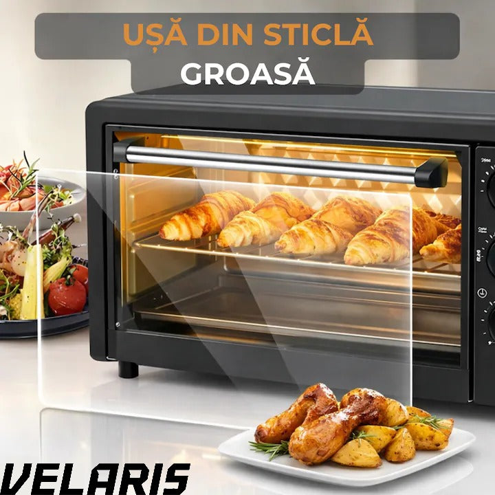 Cuptor electric 48L, 2600W, temperatură reglabilă până la 250°C, 4 moduri de încălzire, funcție rotiserie