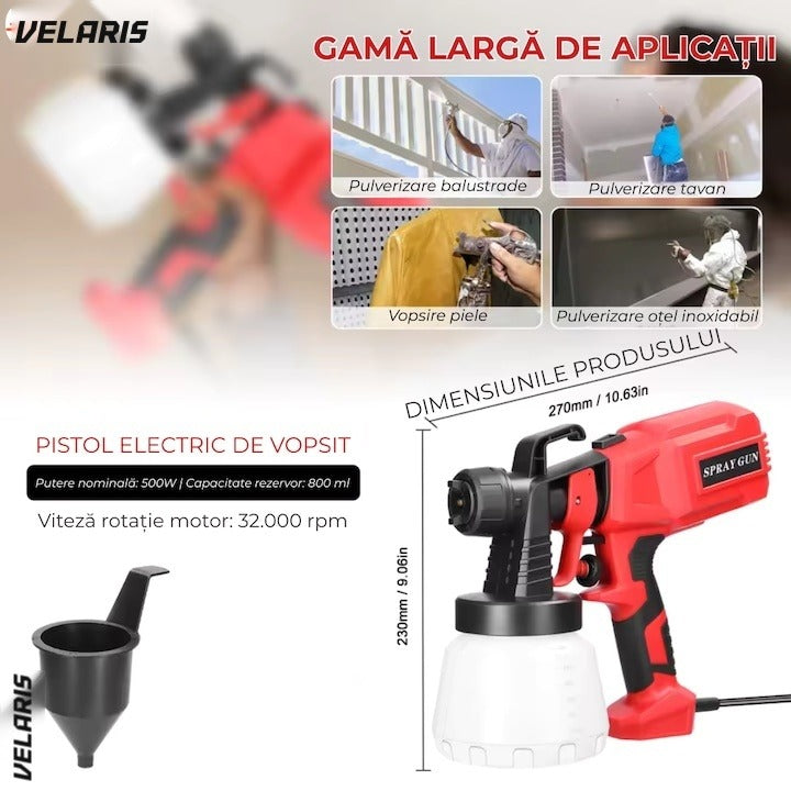 Pistol vopsit electric 500W, rezervor 800ml, 32000rpm, 3 moduri spray