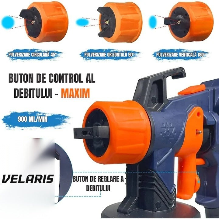 Pistol de vopsit electric 700W, rezervor 900 ml, 3 moduri de pulverizare, 4 duze, albastru