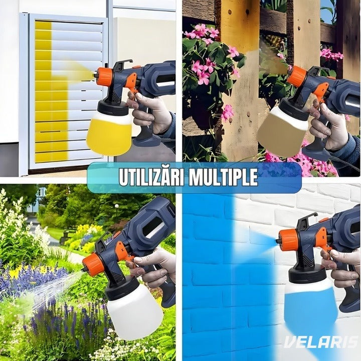 Pistol de vopsit electric 700W, rezervor 900 ml, 3 moduri de pulverizare, 4 duze, albastru