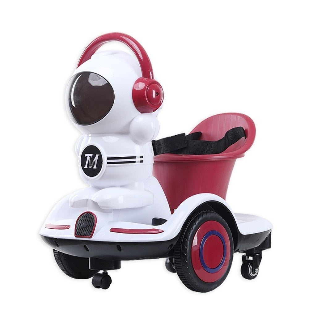 Mașinuță electrică pentru copii 3-6 ani, telecomandă și pedală, 6V 7A, roți 360°, lumini LED, alb/vișiniu