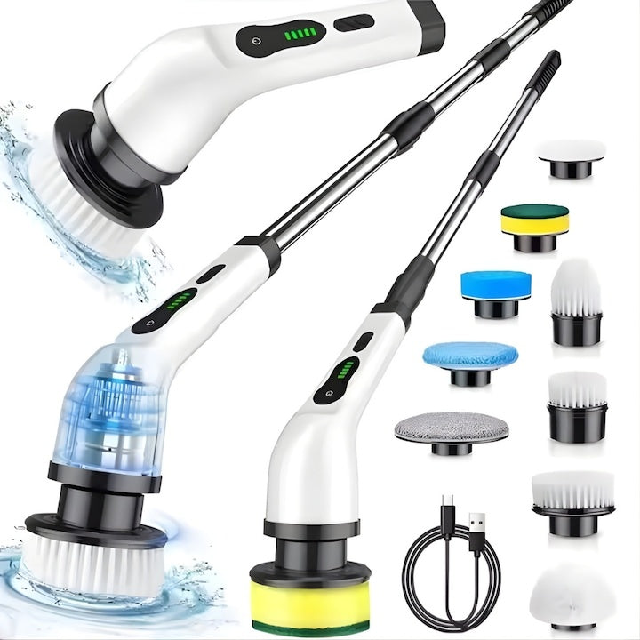 Perie electrică rotativă 9 în 1 cu 9 capete interschimbabile, 2 viteze, wireless, IPX7