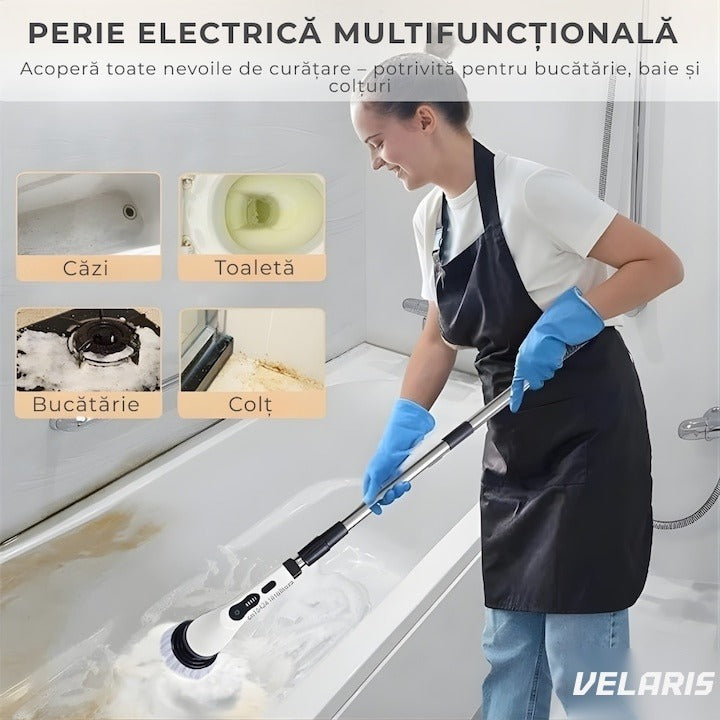 Perie electrică rotativă 9 în 1 cu 9 capete interschimbabile, 2 viteze, wireless, IPX7